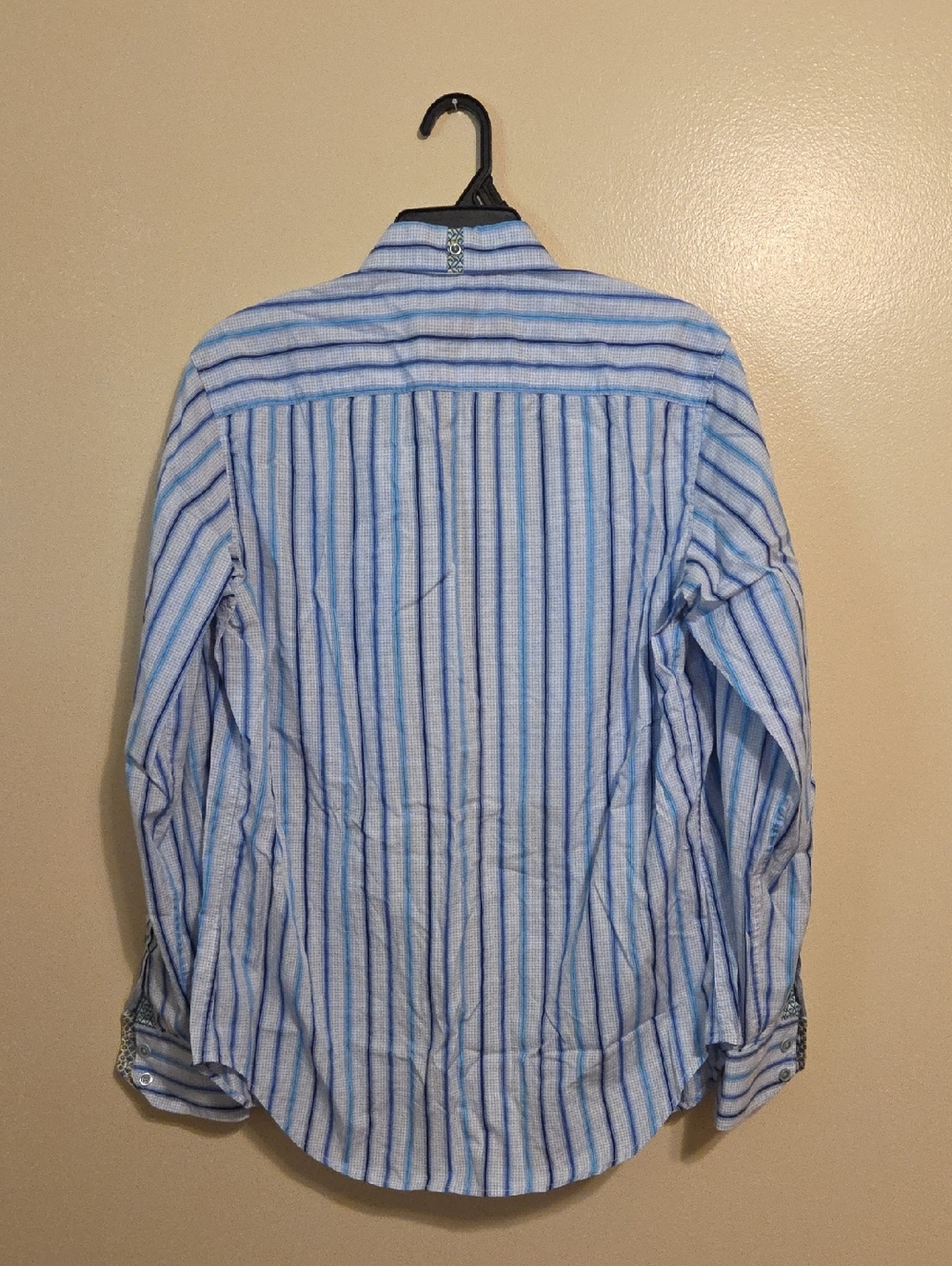 Robert Graham Men's Blue Long Sleeve Cotton Button Up Shirt Flip Cuff - Size S - Picture 5 of 16